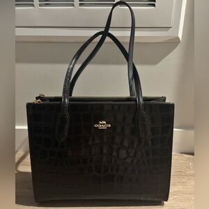 Coach Nina Black Croc Tote